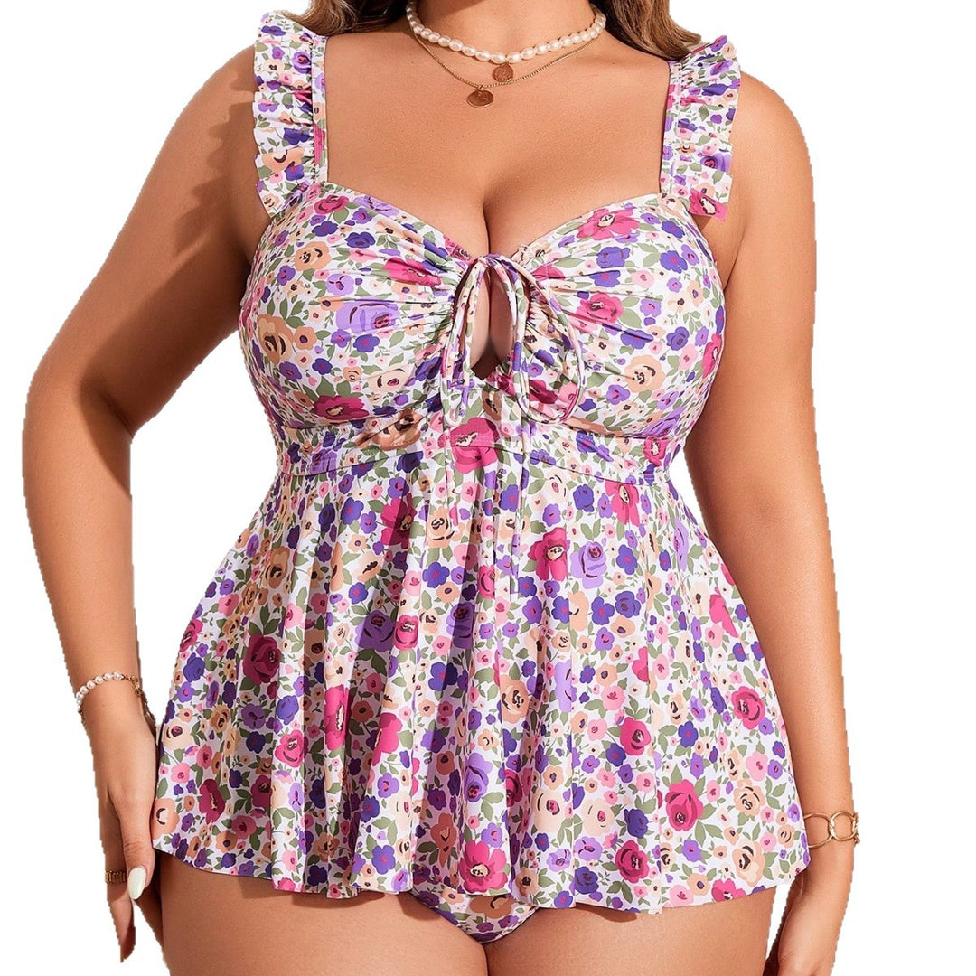 Women's Floral Tankini with Playful Ruffle Detail Mune Fashion