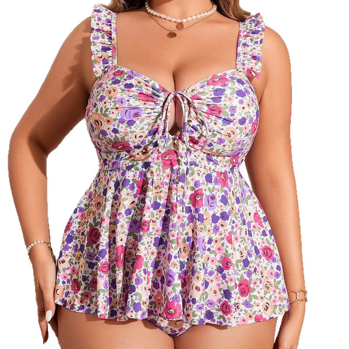 Women's Floral Tankini with Playful Ruffle Detail Mune Fashion