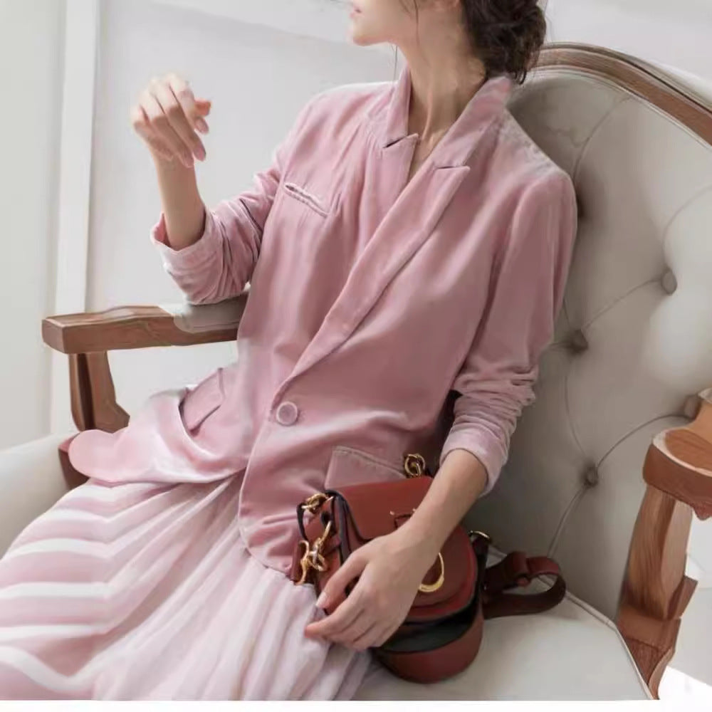 Ladies Elegant Velvet Blazer Mune Fashion