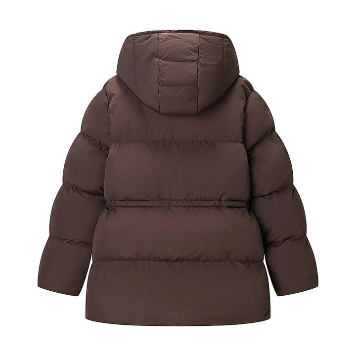 Women's padded quilted jacket with hood, drawstring waist and two-way zipper Mune Fashion