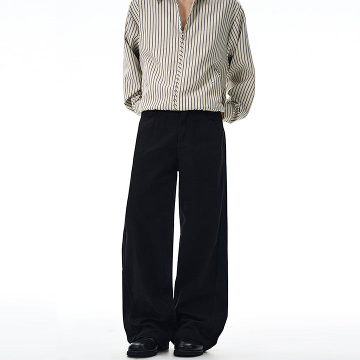Men's Wide High-Waist Denim Pants with Wide Leg and Clean Minimal Design Mune Fashion