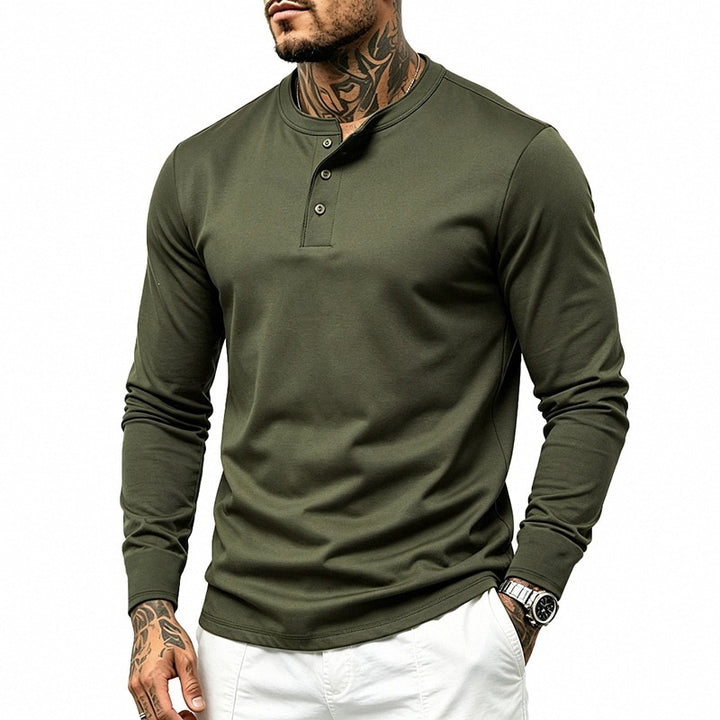 Men's Slim-Fit Thermal Long Sleeve with 3-Button Henley Neck Mune Fashion