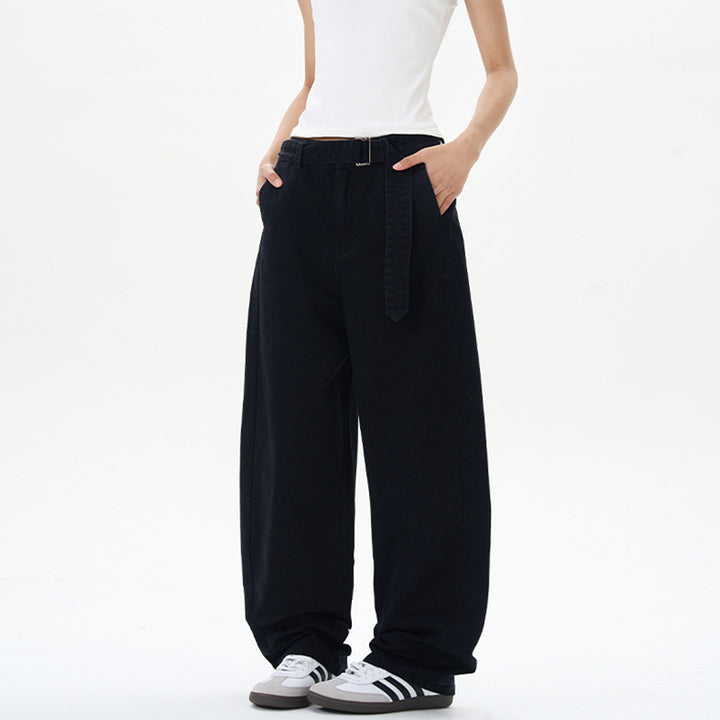 Men's Loose Cotton Baggy Pants with Drop Crotch and Extended Hem Mune Fashion