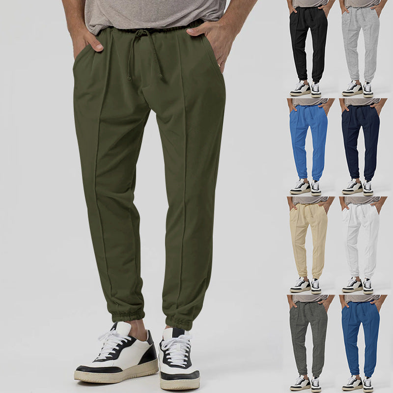 Men's tapered jogging pants in linen look with crease and cuff Mune Fashion
