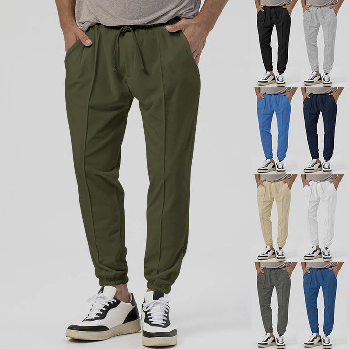 Men's tapered jogging pants in linen look with crease and cuff Mune Fashion