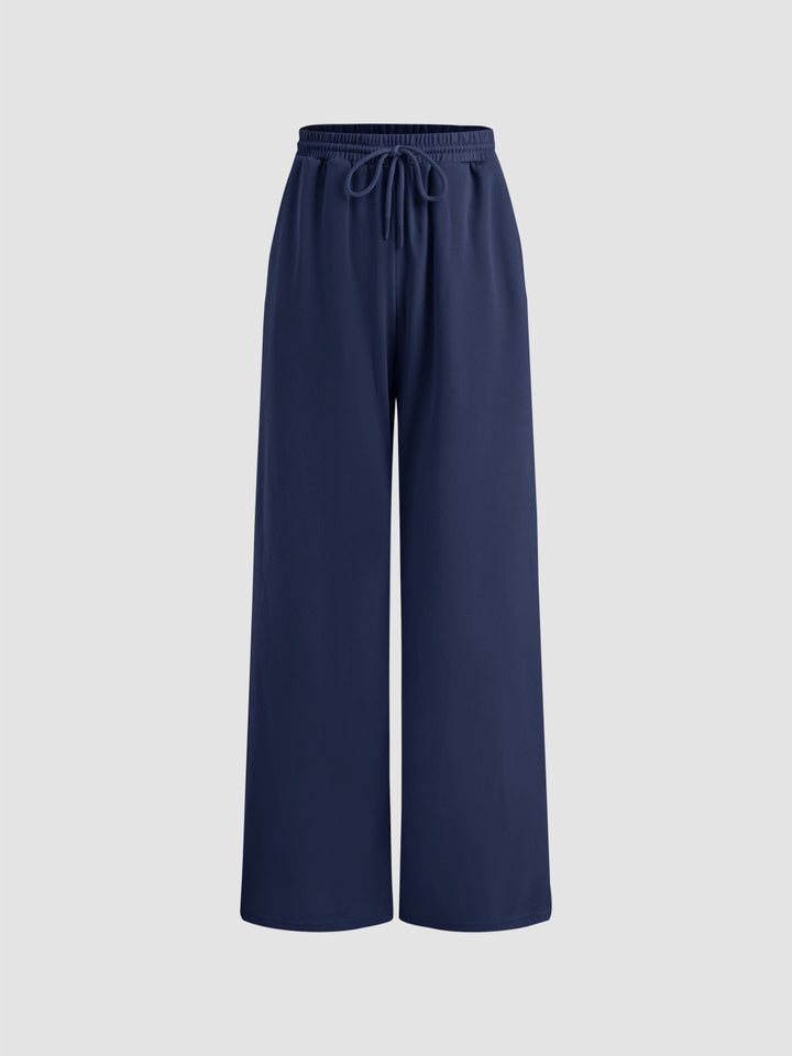 Women's Wide Lounge-Cuffed Sweatpants with Drawstring and Relaxed Fit Drune