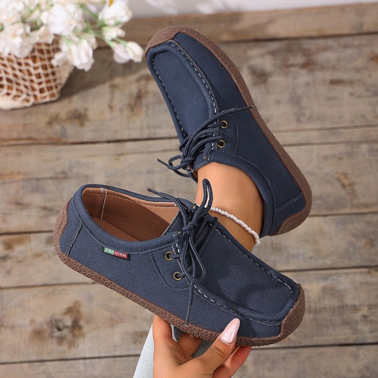 Women's Canvas Moccasin Slipper with Lacing and Padded Comfort Sole Mune Fashion