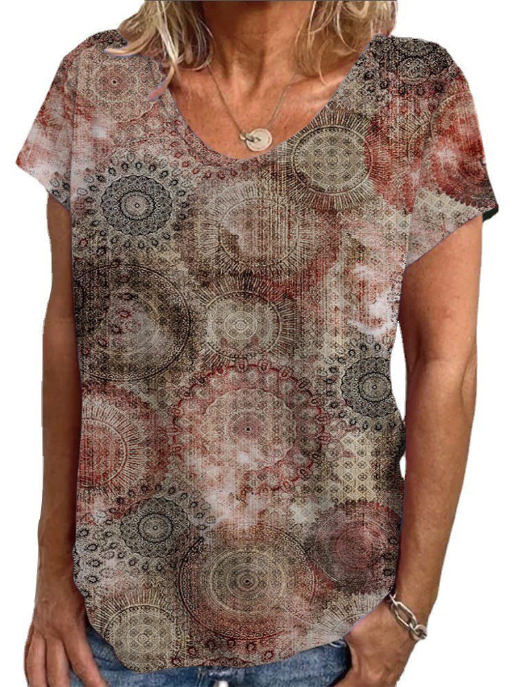 Ladies Loose Blouse with Colorful Paisley Pattern Mune Fashion