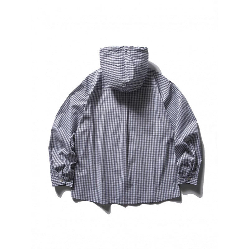 Unisex Loose-fitting hooded overshirt made of cotton blend with check pattern and breast pockets Mune Fashion