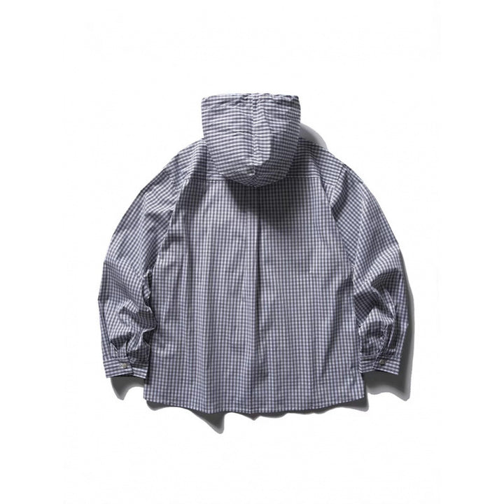 Unisex Loose-fitting hooded overshirt made of cotton blend with check pattern and breast pockets Mune Fashion