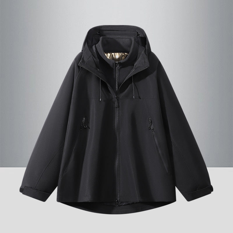 Men's Two-Tone Softshell Hybrid Jacket with Hood, Extended Back and Water-Resistant Zippers Mune Fashion