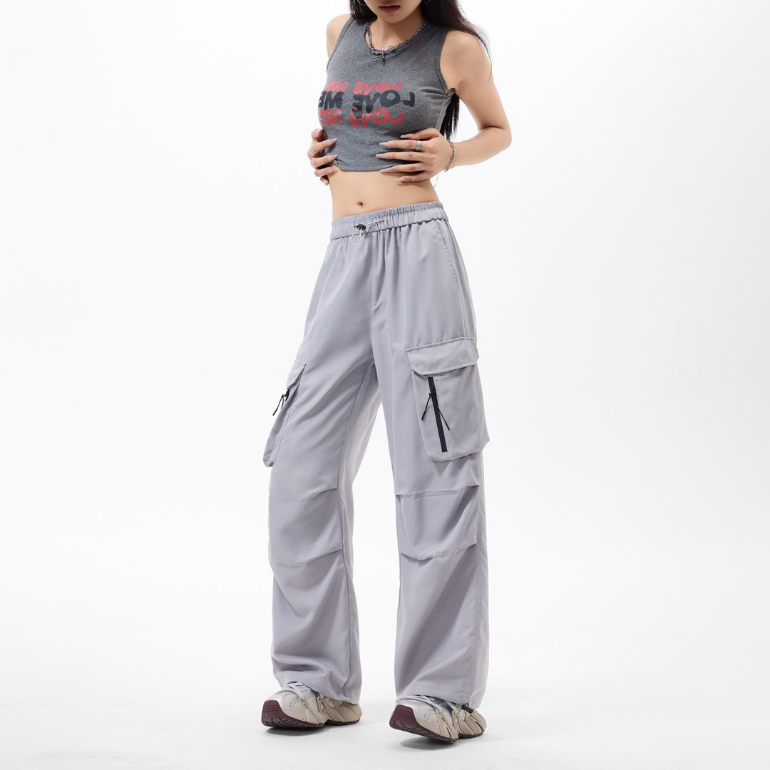 Men's Loose Tech Cargo Pants with Elastic Waistband, Multi-Pocket Cargo Pockets and Drawstring Closure Drune
