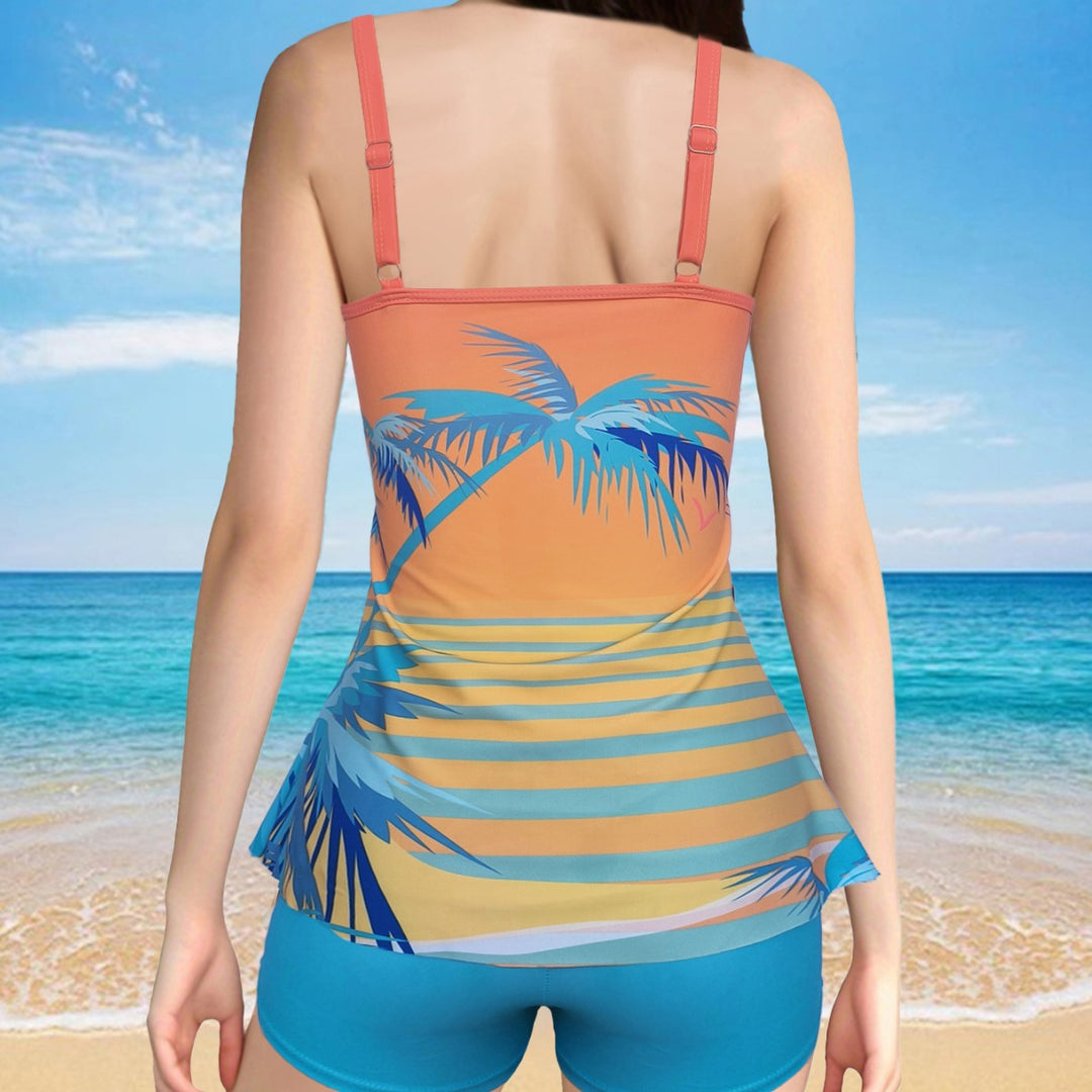 Ladies Tankini top with floral design and flattering silhouette Mune Fashion