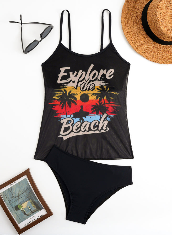 Women's Sporty Tankini Set with Trendy Print Mune Fashion
