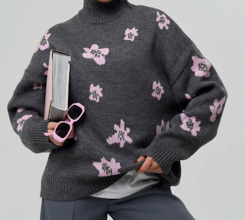Ladies' Fashionable Sweater with Floral Patterns