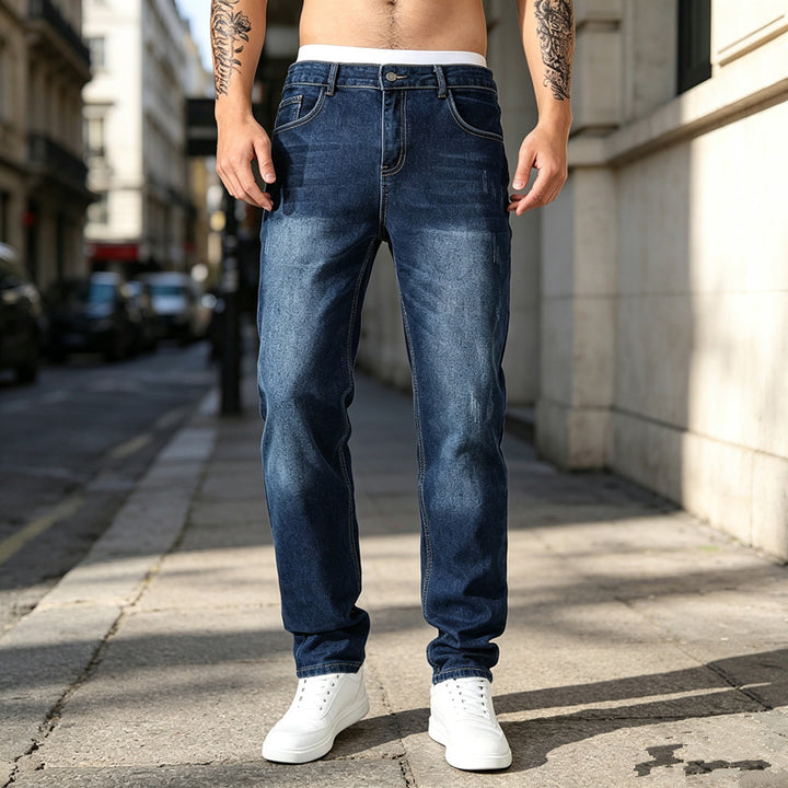 Men's Elegant Slim-Fit Jeans with Fashionable Used-Look Mune Fashion