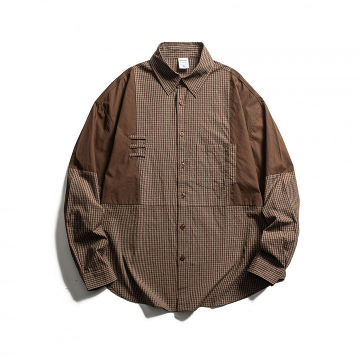 Men's Patchwork Overshirt in Check Mix with Contrast Panels Mune Fashion