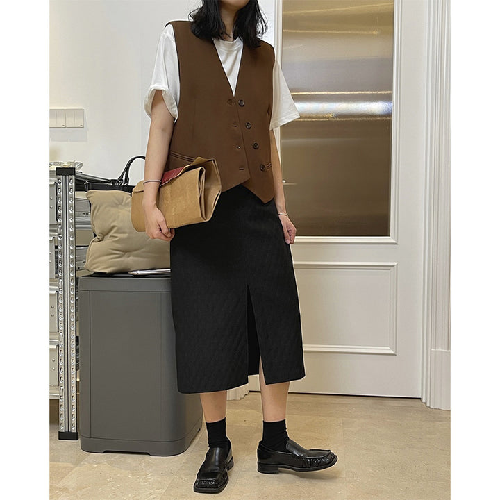 Women's Tailored Tailoring Waistcoat with V-Neck, Four-Button Front and Piped Insert Pockets Mune Fashion