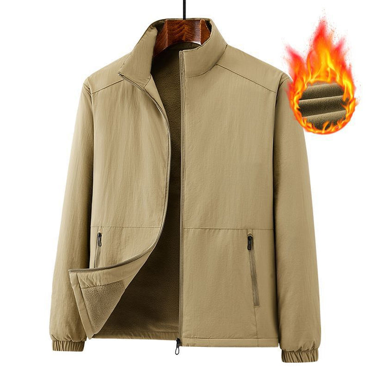 Men's lightweight windproof fleece jacket with stand-up collar and zip pockets Mune Fashion