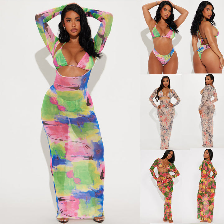 Women Elegant Maxi Dress with Modern Animal Print Mune Fashion