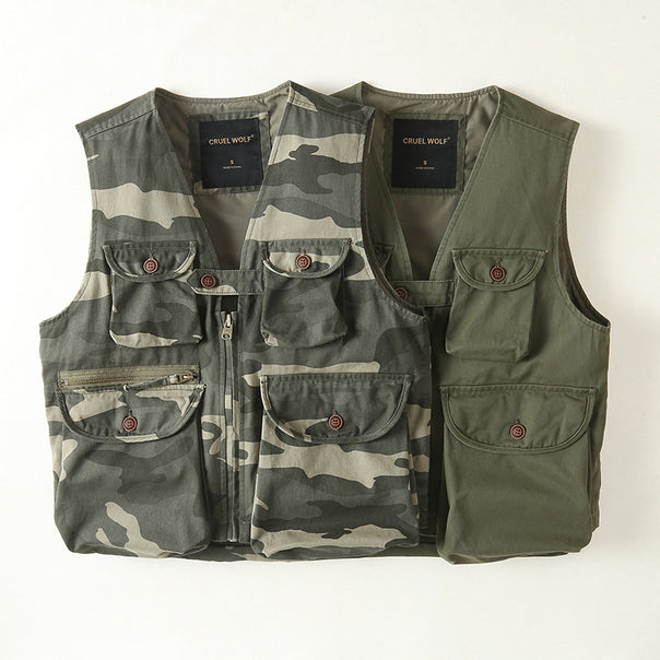 Men's multifunctional outdoor vest with many pockets and zipper Mune Fashion
