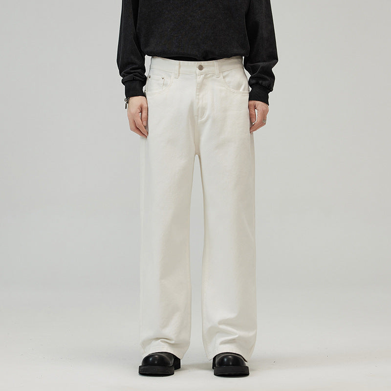Men's loose-fitting cotton denim jeans with straight leg and clean minimal design Mune Fashion