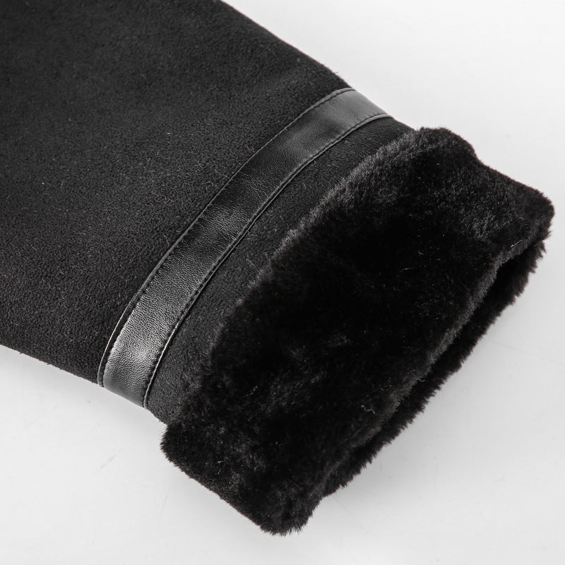 Men's flight jacket with lamb fur lining and faux leather appliqués Mune Fashion