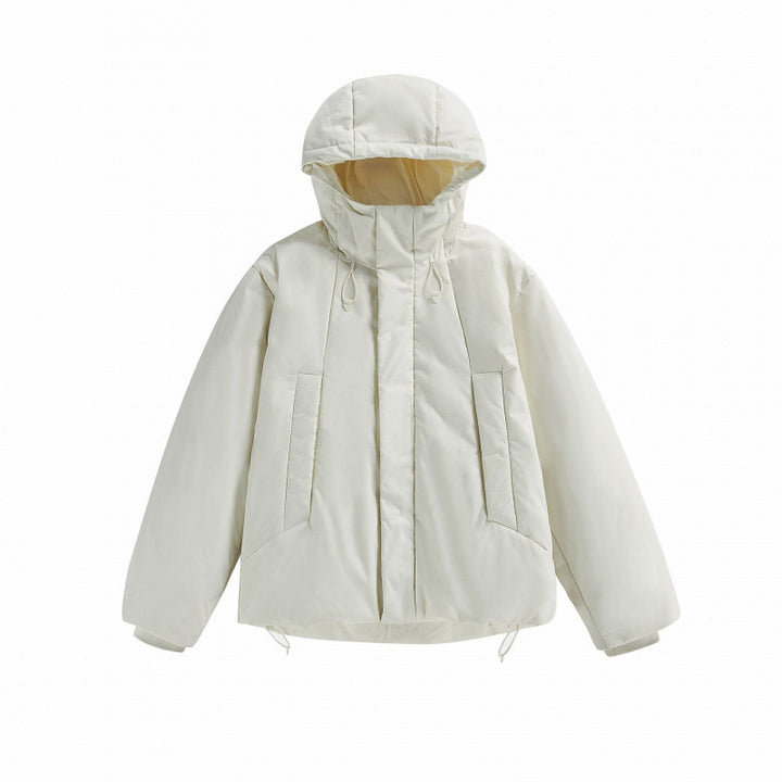 Unisex Short Padded Hooded Transition Jacket in Boxy Cut with High Stand Collar Mune Fashion