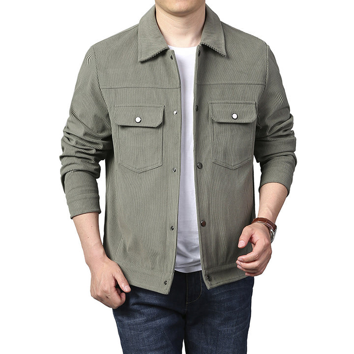 Men's cord trucker jacket with snap button placket and chest pockets Mune Fashion