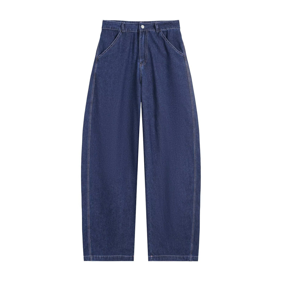 Women's Tailored Denim Set with Sleeveless Shirt Blouse and Wide High-Waist Trousers Drune