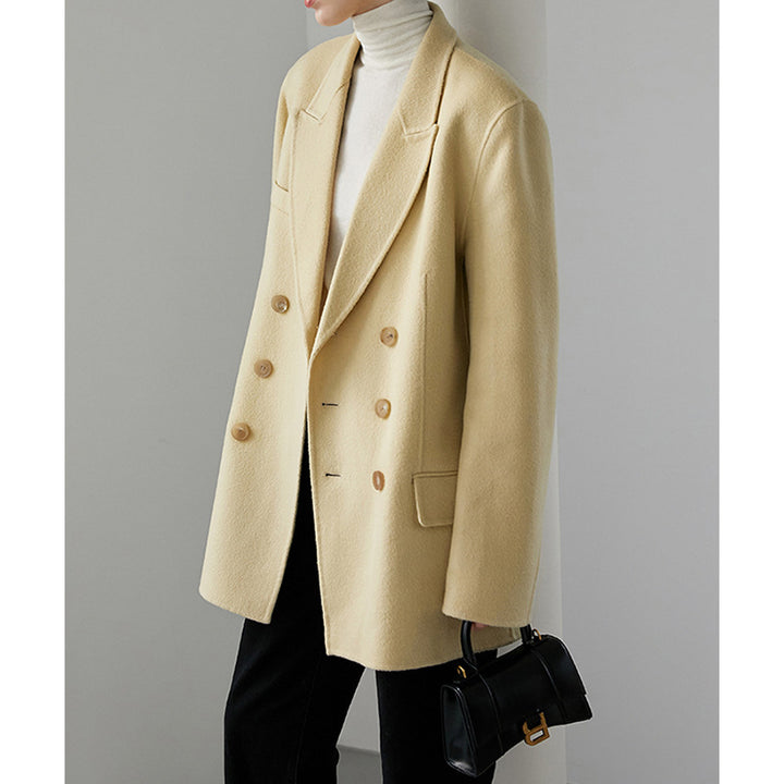 Women Elegant Oversized Blazer with Double Wide Button Placket Mune Fashion