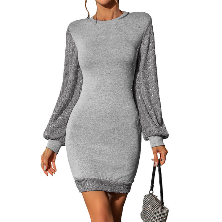 Women's Elegant Knitted Dress with Puff Sleeves Mune Fashion