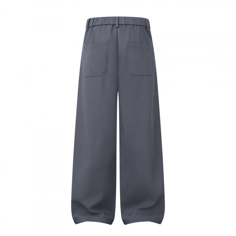 Women Wide Highwaist Pants with Pleats, Belt Loops and Cropped Leg Mune Fashion