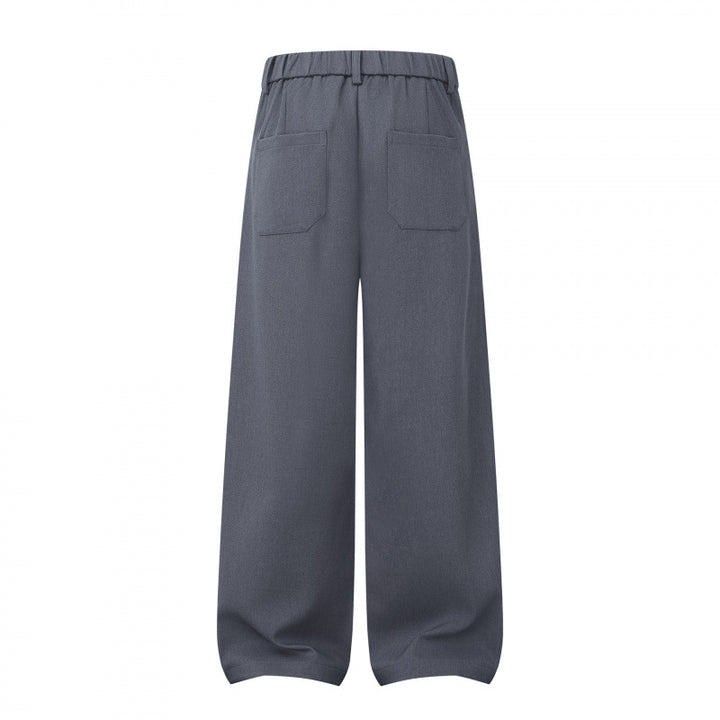 Women Wide Highwaist Pants with Pleats, Belt Loops and Cropped Leg Mune Fashion