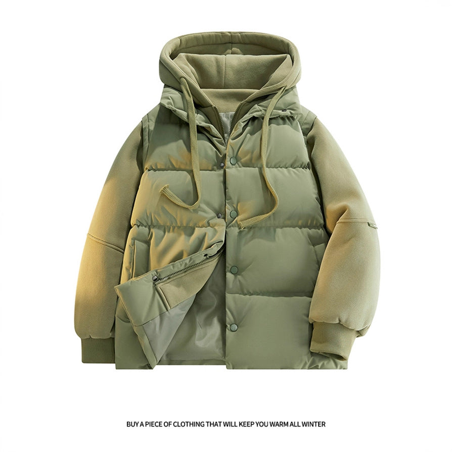 Men's Nano Hybrid Padded Jacket with Fleece Sleeves, Hood and Concealed Snap Fastener Mune Fashion