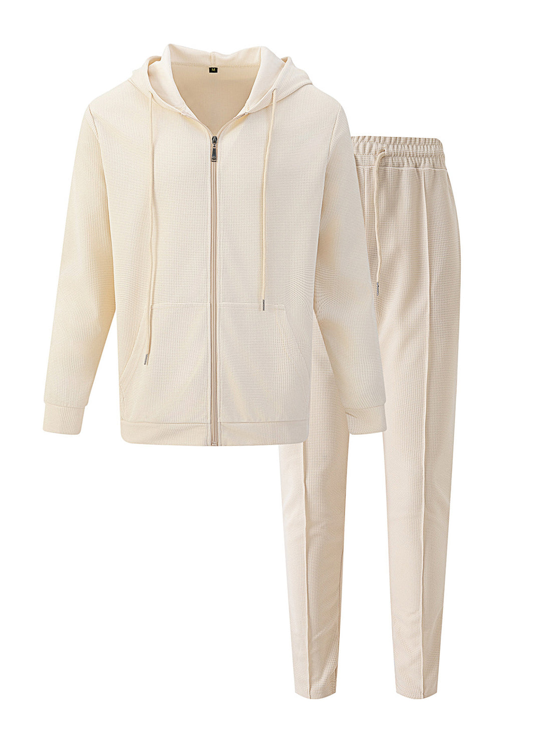 Men's waffle texture tracksuit with hooded zip jacket and tapered jogging pants Mune Fashion