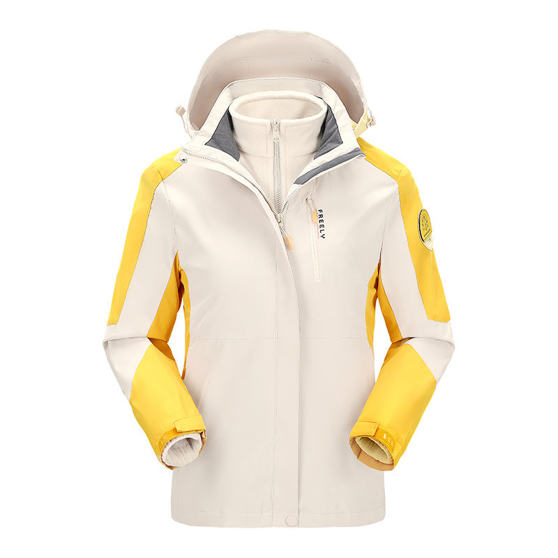 Men's non-waterproof three-piece winter jacket with removable hood and fleece inner jacket Mune Fashion