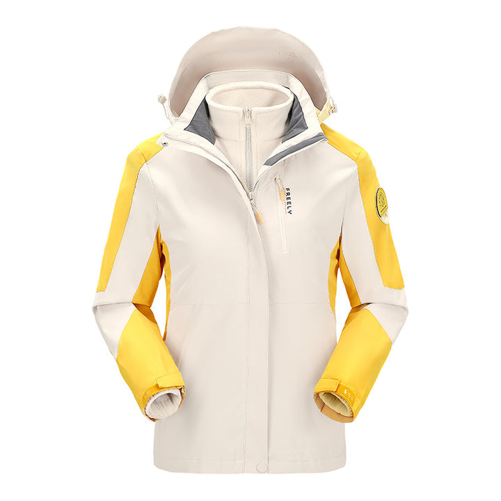 Men's non-waterproof three-piece winter jacket with removable hood and fleece inner jacket Mune Fashion