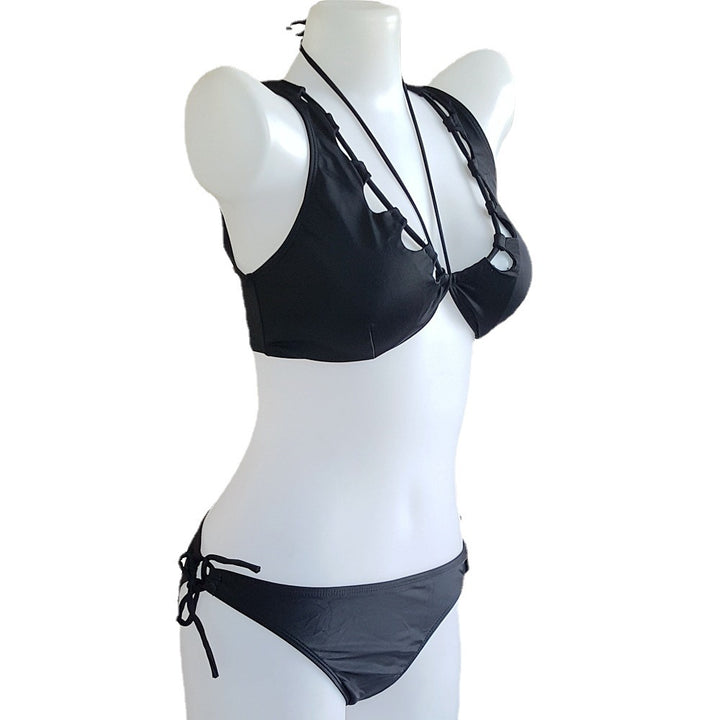 Women's Triangle Bikini with Deep V-Neck and Lacing Details Mune Fashion