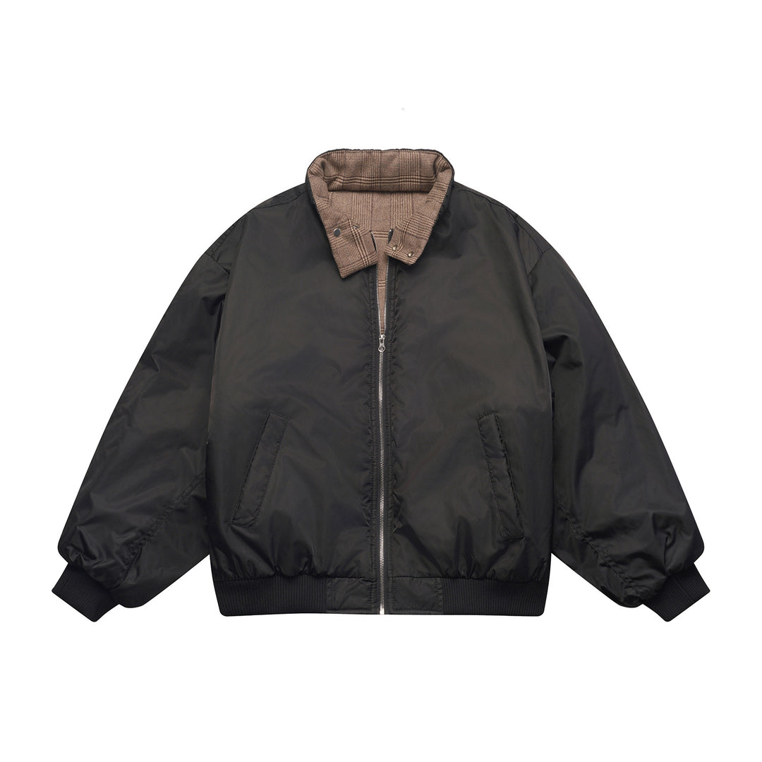 Unisex Boxy-Flight Jacket in Oversize Cut with Quilted Stand Collar Lining and Ribbed Cuffs Mune Fashion