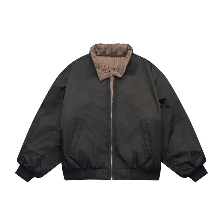 Unisex Boxy-Flight Jacket in Oversize Cut with Quilted Stand Collar Lining and Ribbed Cuffs Mune Fashion