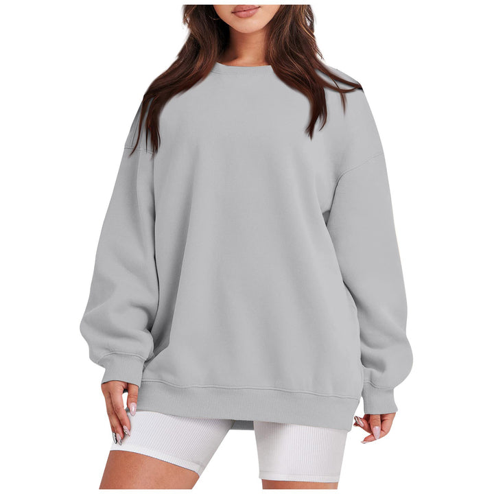 Women's Longline College Sweatshirt with Ribbed Hem, Raglan Sleeves and Brushed Inner Side Mune Fashion