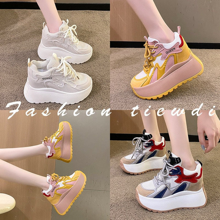 Ladies Platform Sneakers with Breathable Mesh and Sports Design Mune Fashion