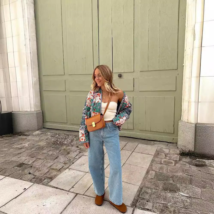 Women's Padded Patchwork Jacket in Kimono Style Mune Fashion