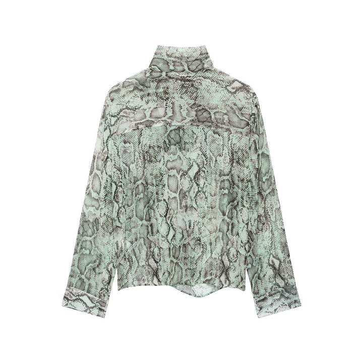 Women's chiffon blouse with bow collar and snake print Drune