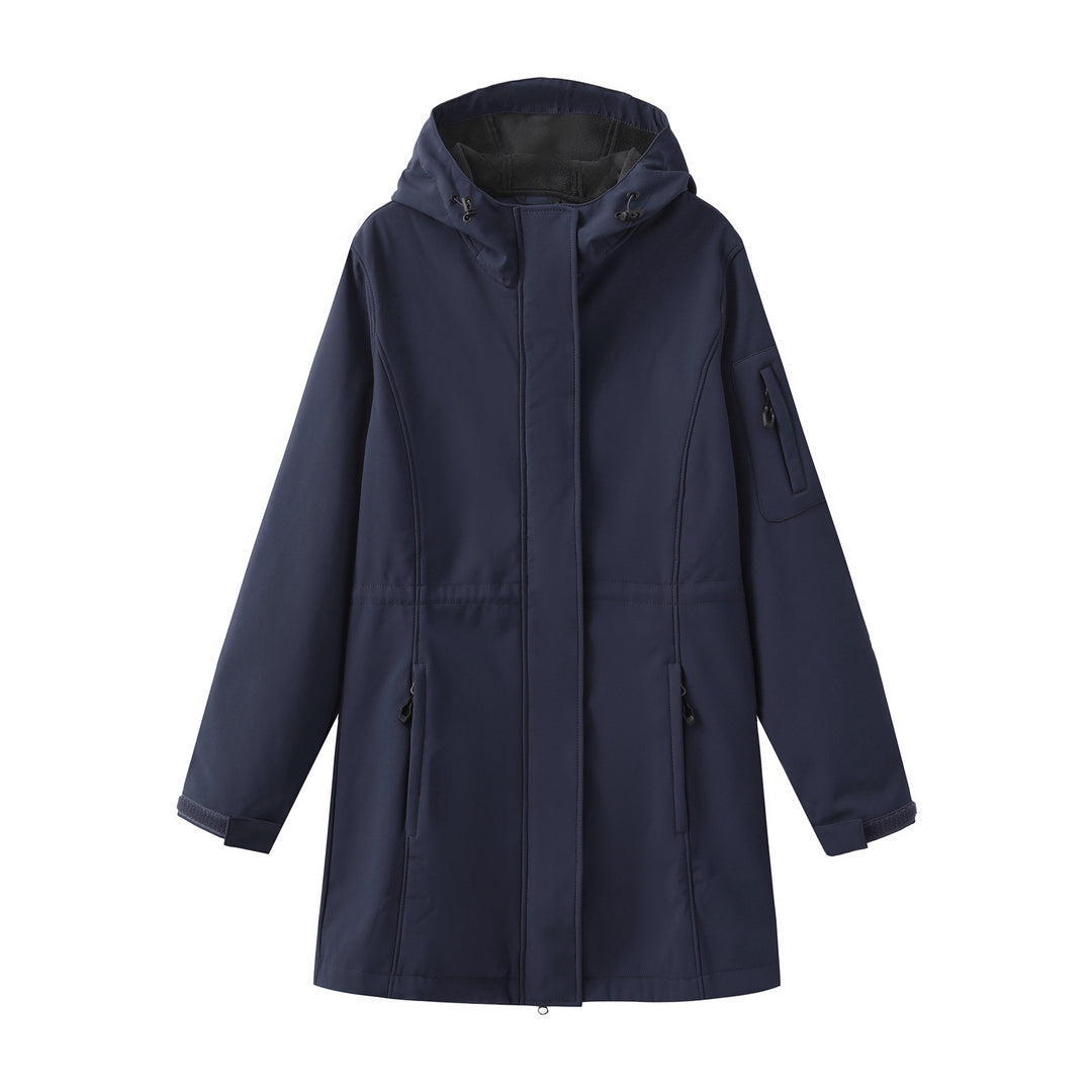 Women's nan functional softshell parka with teddy fleece lining, hood, and waist drawstring Mune Fashion