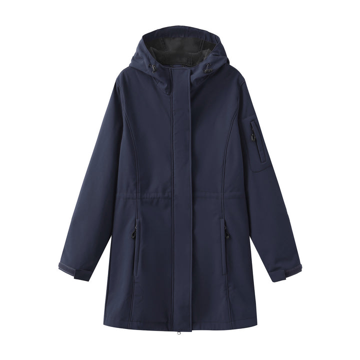 Women's nan functional softshell parka with teddy fleece lining, hood, and waist drawstring Mune Fashion