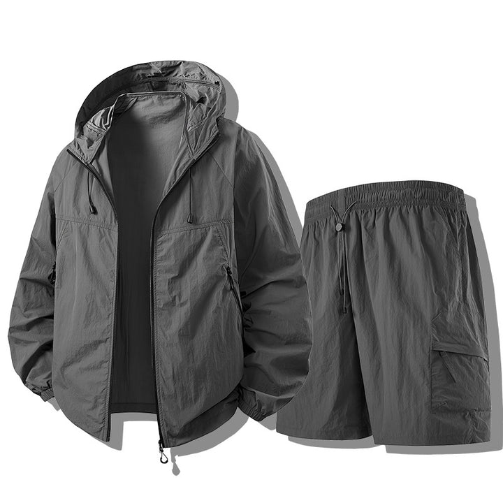 Men's Weatherproof Functional Jacket with Lightweight Shorts