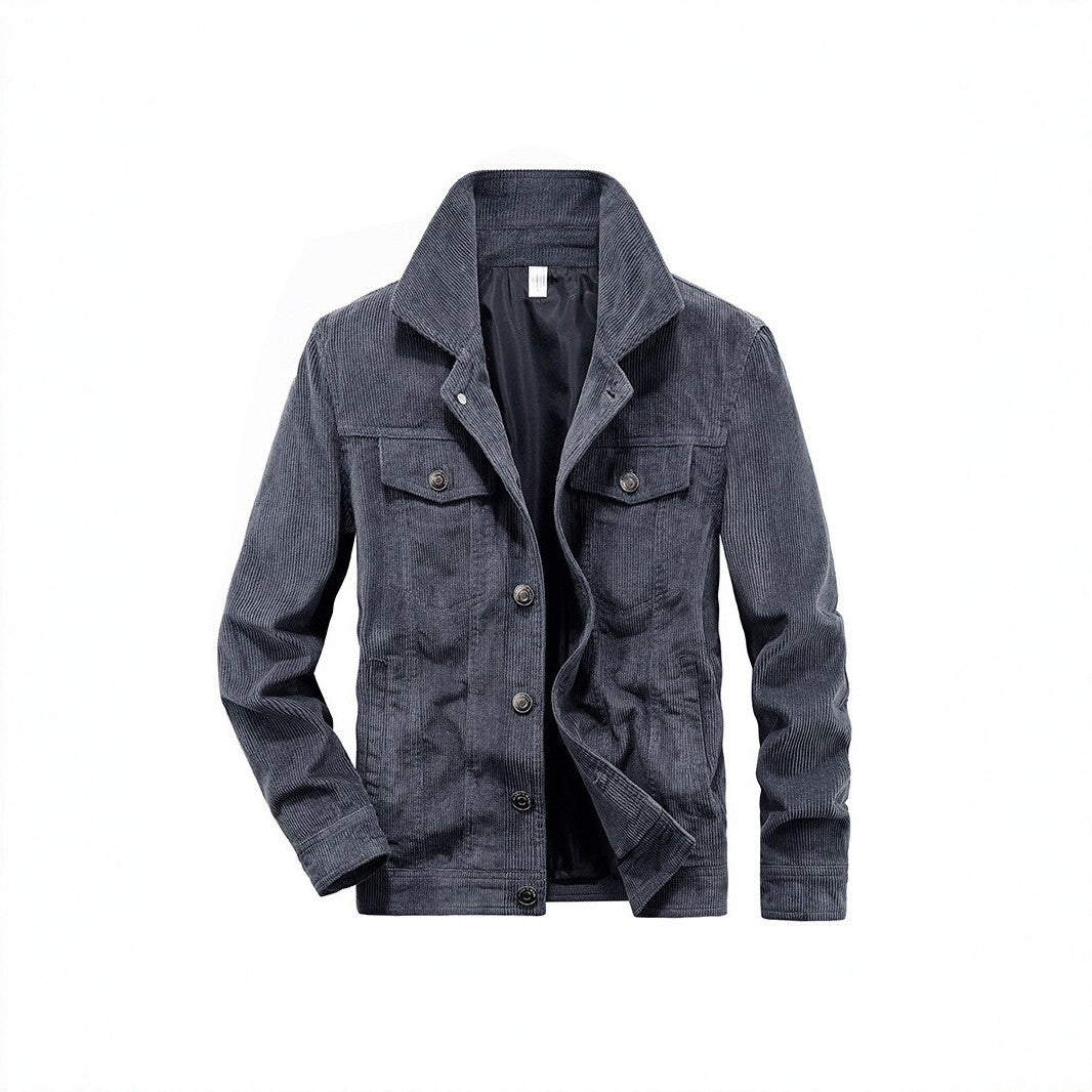 Men's cord jacket made of fine corduroy with shirt collar, chest pockets, and quilted inner lining Mune Fashion