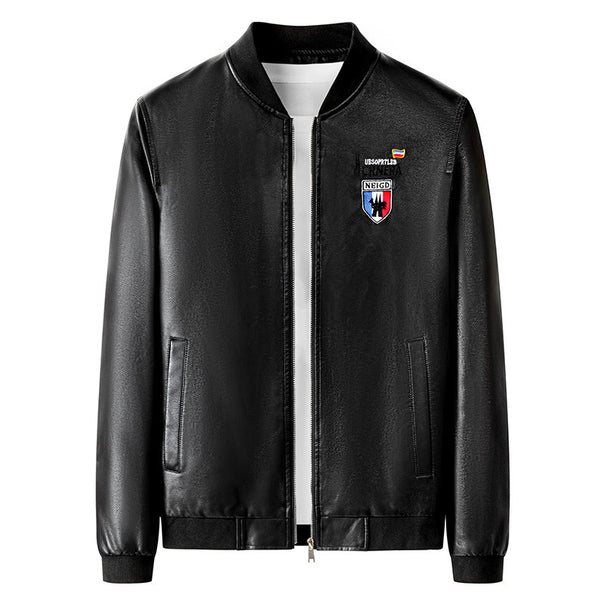 Men's lightweight bomber jacket in casual urban style with embroidered emblem and ribbed cuffs Mune Fashion